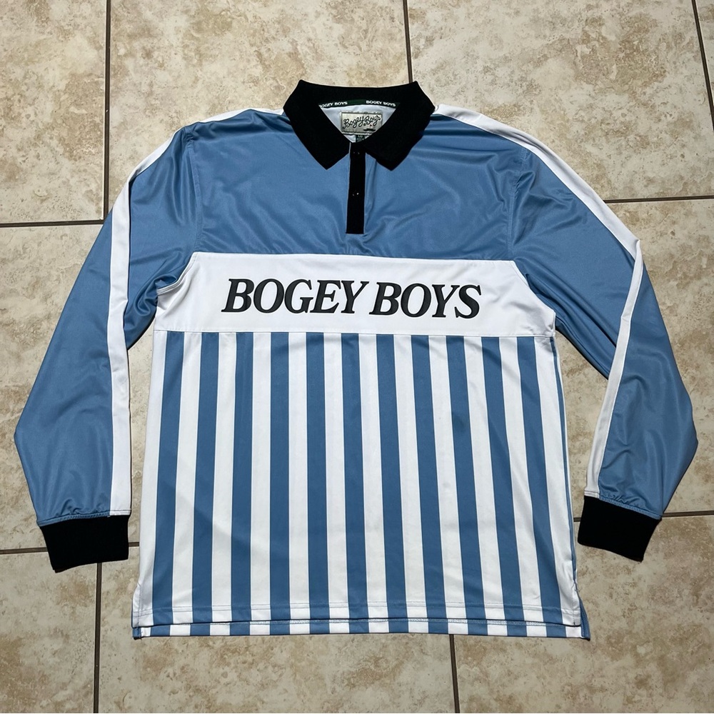 Bogey Boys Powder Blue Polo Shirt Mens Size Large Long Sleeve Golf